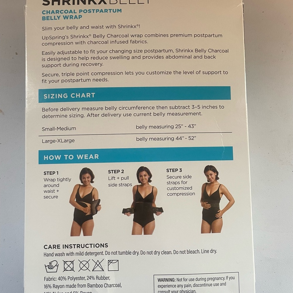 UpSpring Shrinkx Belly Charcoal Postpartum Belly Wrap - Picture 2 of 4